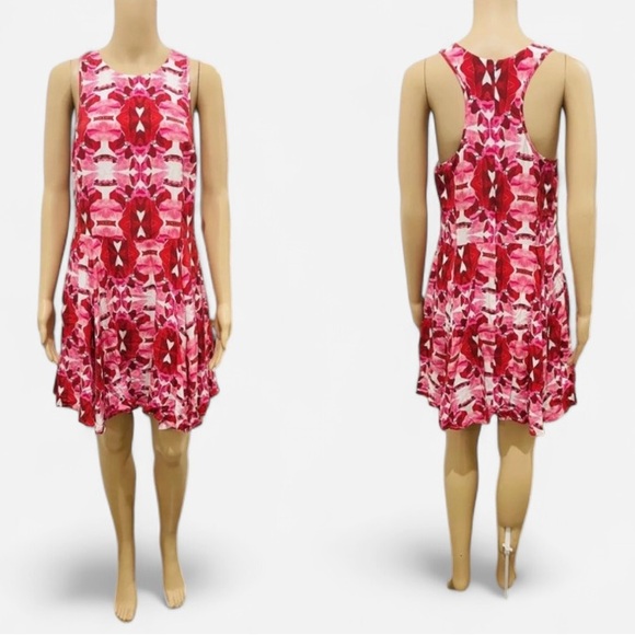 Lauren Gold floral flowy mini dress L